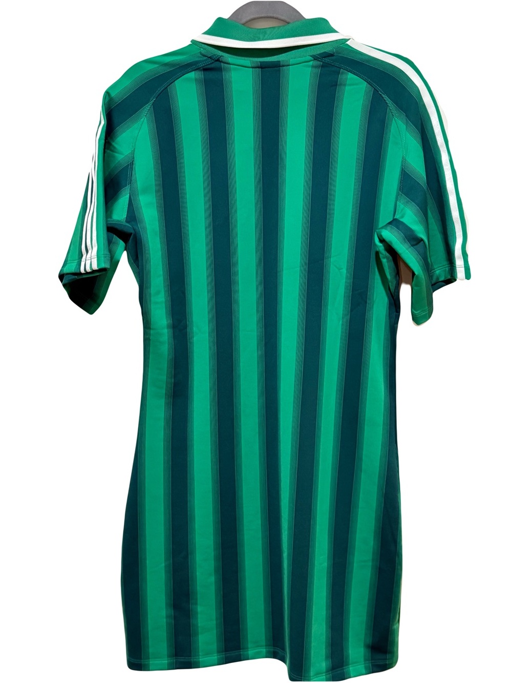 Adidas Green and Dark Green Vertical Stripe Polo Soccer Inspired Mini Dress L - Picture 2 of 5